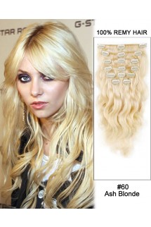 16” 7pcs #60 Ash Blonde Body Wave 100% Remy Hair Clip In Human Hair Extensions 16” 7pcs #60 Ash Blonde Body Wave 100% Remy Hair Clip In Human Hair Extensions